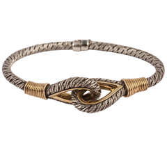Fred of Paris Twisted Silver and Gold Bangle