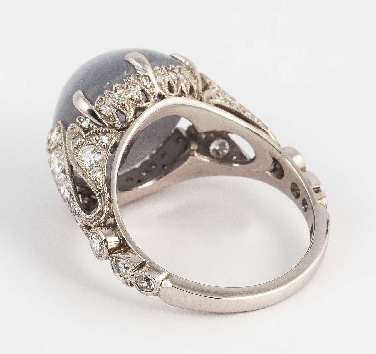 Women's Edwardian Star Sapphire Diamond Platinum Ring For Sale