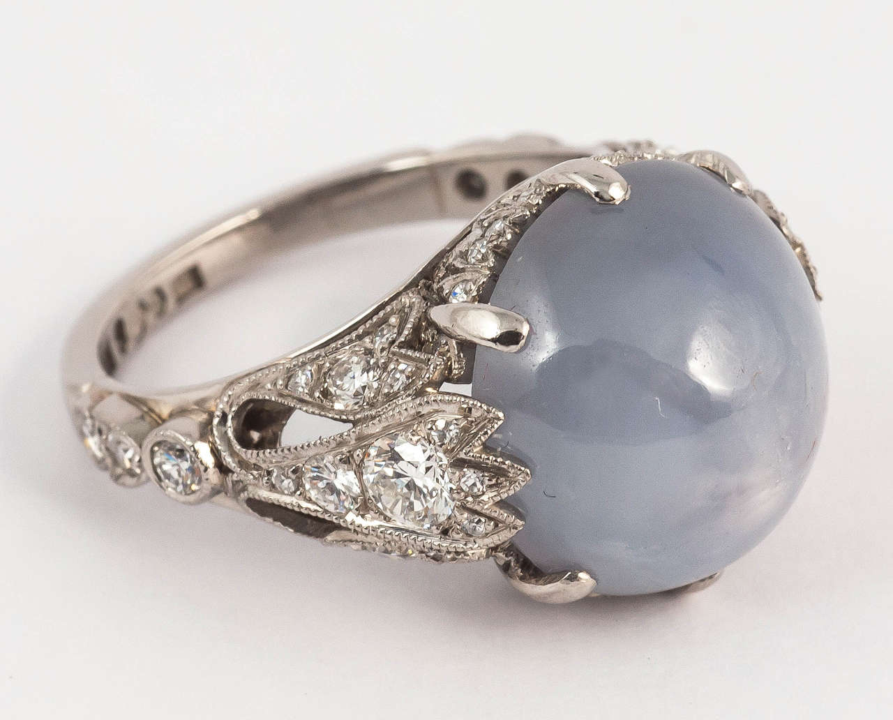 Edwardian Star Sapphire Diamond Platinum Ring For Sale 2