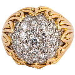 Van Cleef & Arpels Diamond Gold Bombe Ring