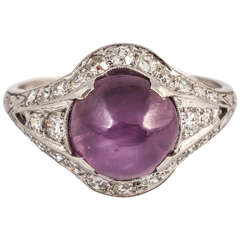 Art Deco Star Ruby Diamond Platinum Ring