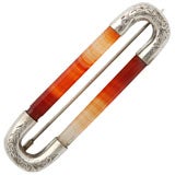 Sterling Silver-Mounted Scottish Agate Brooch/Pin