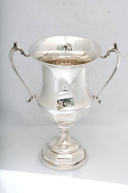 Sterling silver, two-handled trophy cup, London, 1929. Beautifully made, it stands @10
