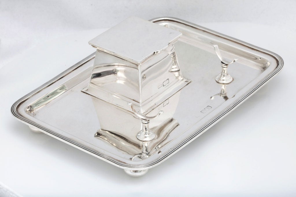 Georgian Style Sterling Silver Footed Inkstand