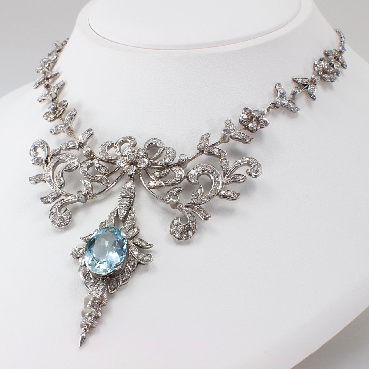 Aquamarine And Diamond Necklace 2