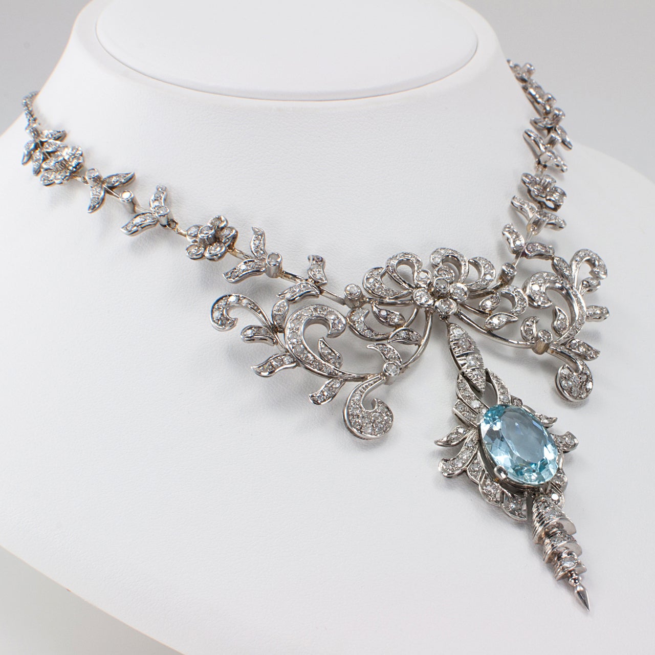 Aquamarine And Diamond Necklace 3
