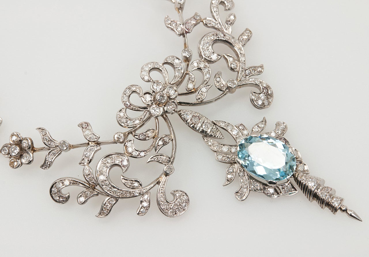 Aquamarine And Diamond Necklace 5