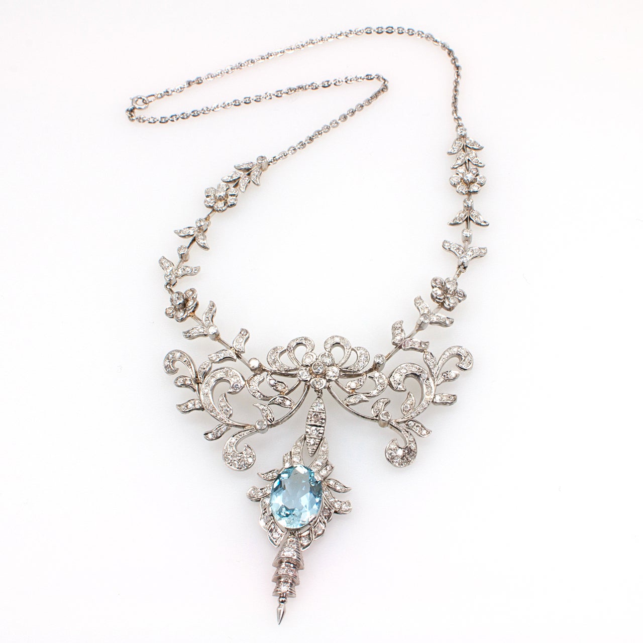 Aquamarine And Diamond Necklace 6