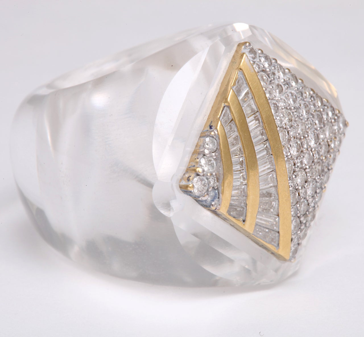 Women's Diamond Adorament on Rock Crystal Ring