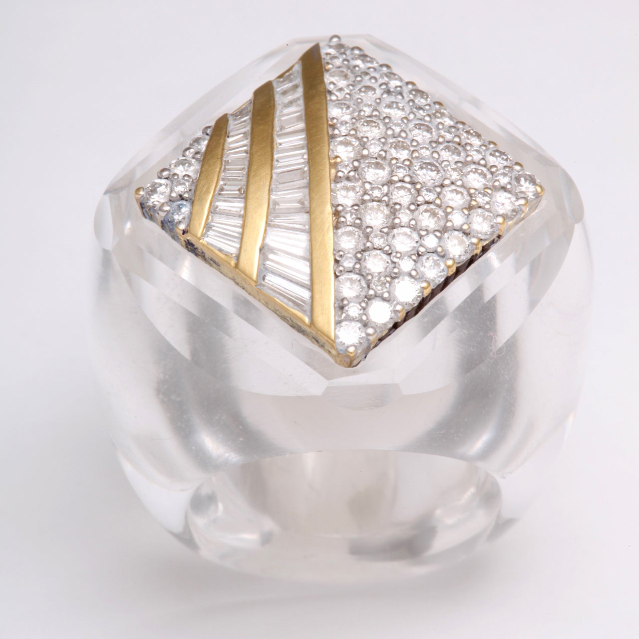 Diamond Adorament on Rock Crystal Ring 4