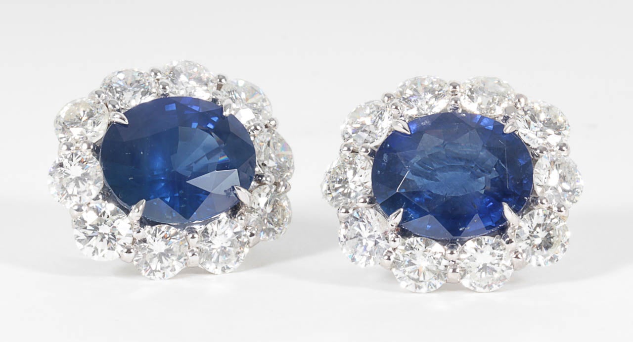 Exquisite Ceylon Sapphire Diamond Gold Earrings 1