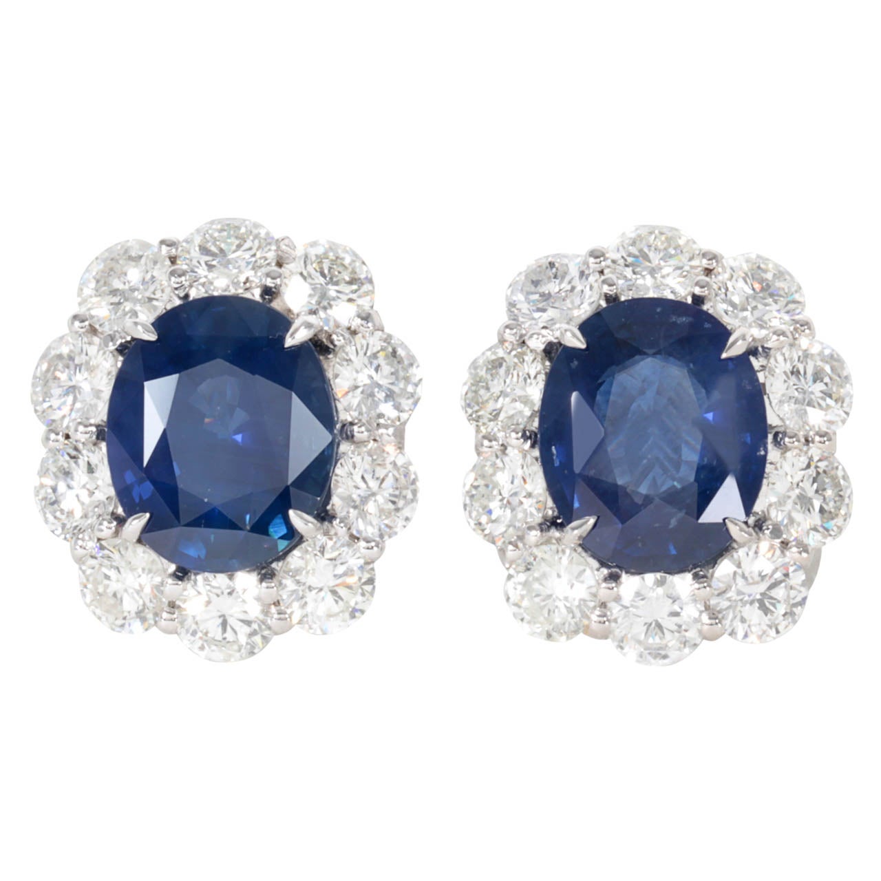 Exquisite Ceylon Sapphire Diamond Gold Earrings