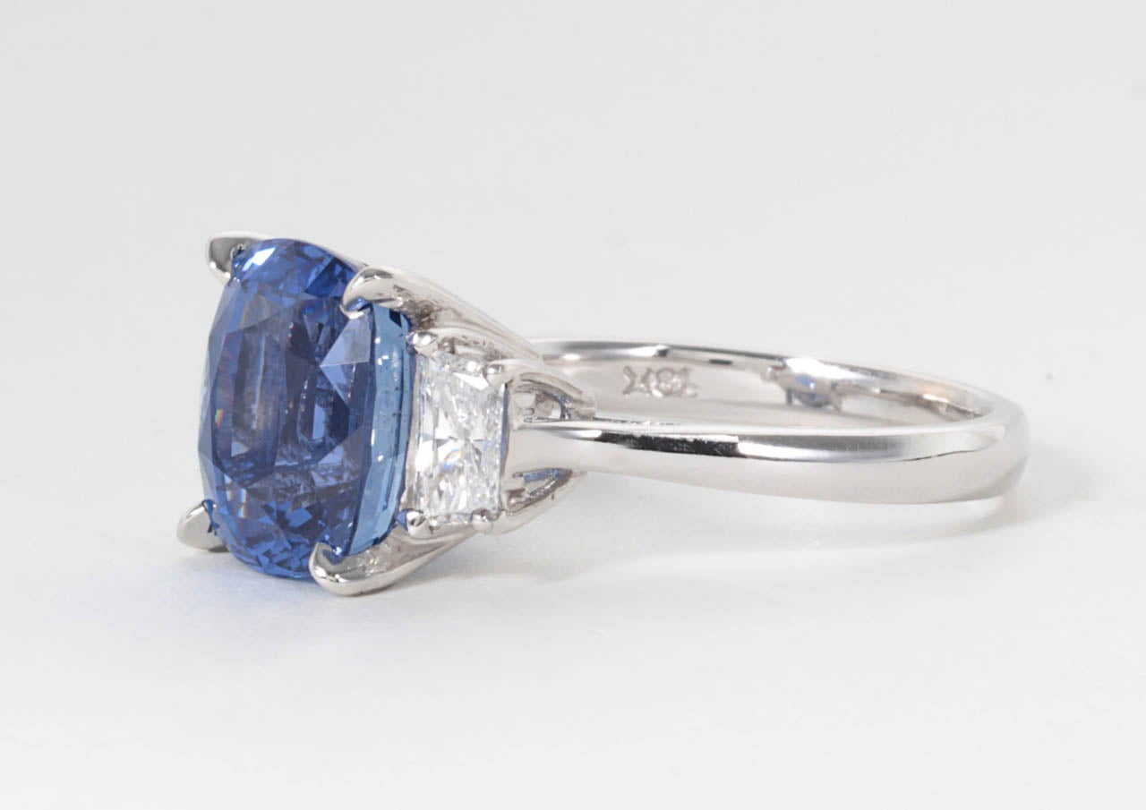 GIA Certified 8.04 Carat Cushion Cut Blue Sapphire Diamond Gold Ring ...