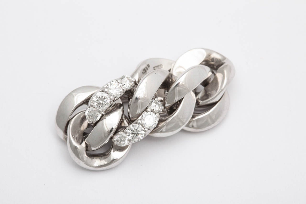 Crivelli White Gold & Diamond Curb Chain Ring 1