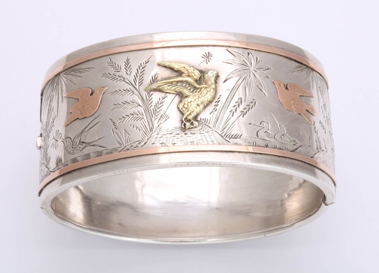 Spring Awakening:  A Victorian Cuff Bracelet In Excellent Condition In Stamford, CT