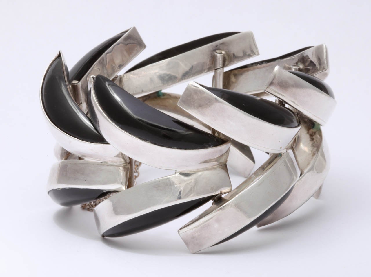Spectacular Silver and Obsidian Bracelet 3