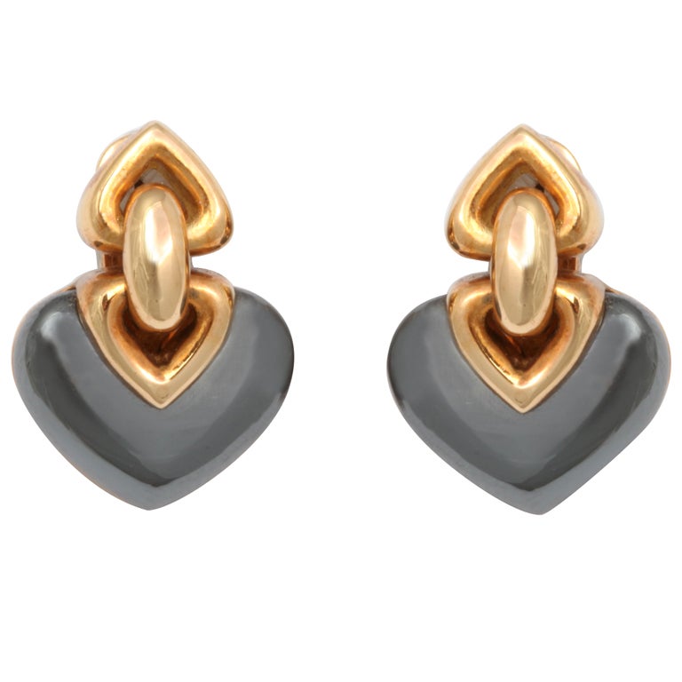 BULGARI Hematite Gold Earrings