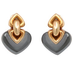BULGARI Hematite Gold Earrings 3