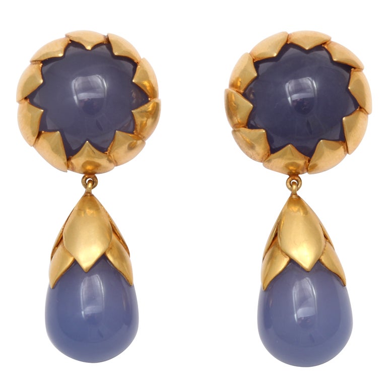 Chalcedony Sunflower Earrings