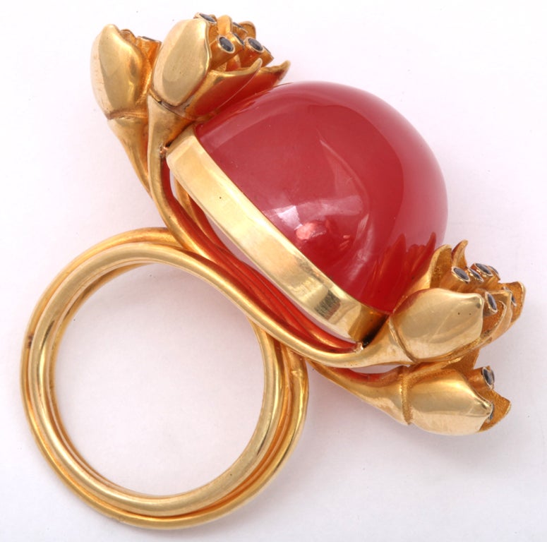 Rebecca Koven Rhodochrosite Flower Ring In New Condition For Sale In Fifth Avenue, NY