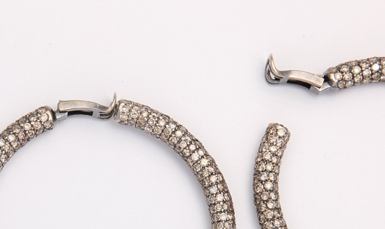 Contemporary Mermaid Diamond Hoop Earrings For Sale