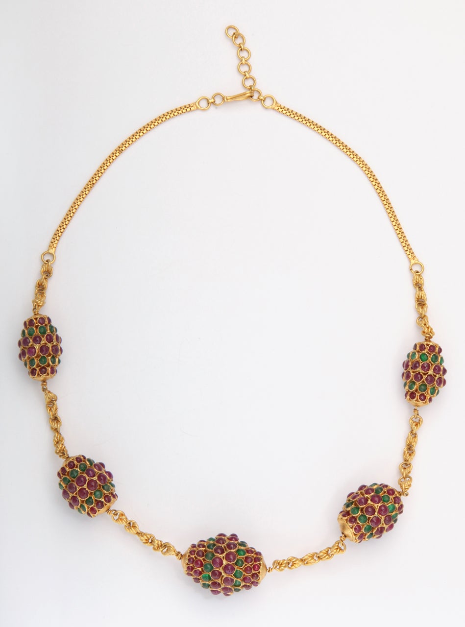 Ruby and Emerald Bead Necklace.