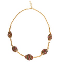Ruby and Emerald Bead Necklace.