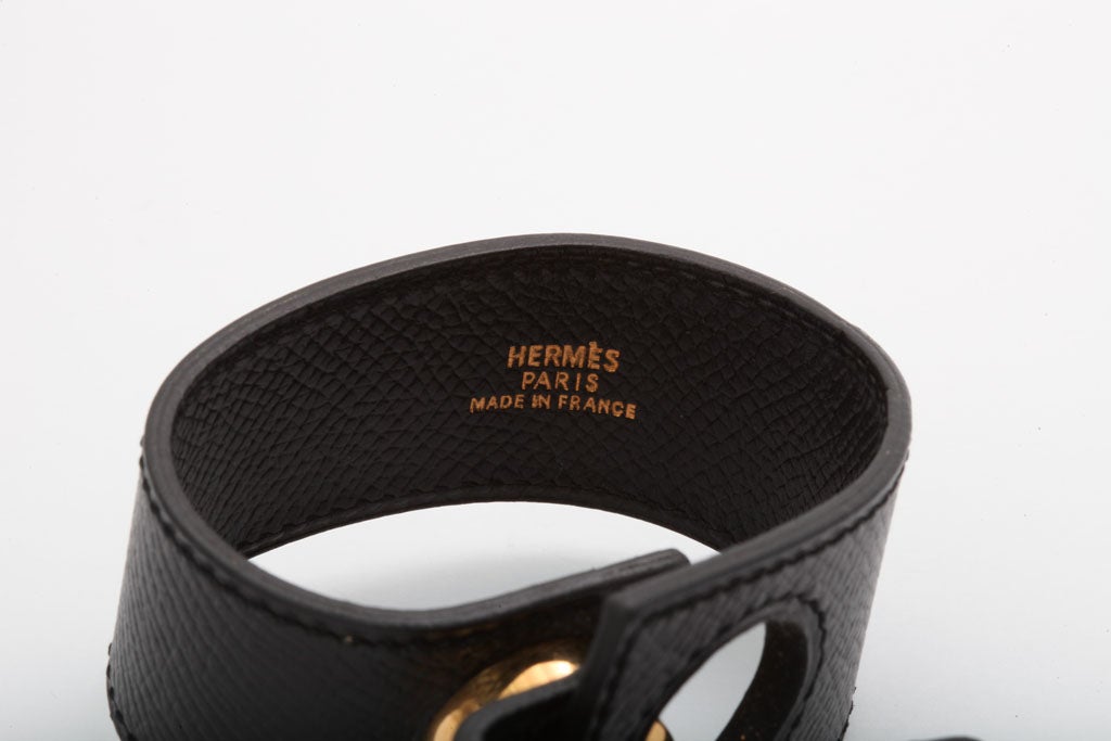 HERMES LEATHER BANGLE BLACK/GOLD 3