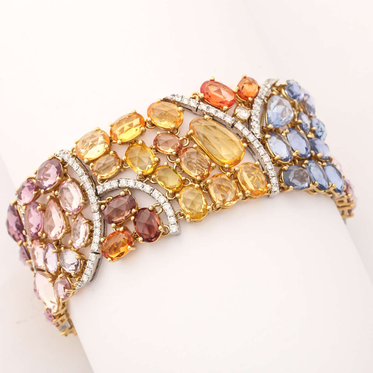 Women's Multi Color Sapphire and Diamond Bracelet  For Sale