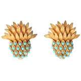 Carnegie Turquoise Pineapple Earrings