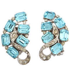 "Blue Topaz" Clip Earrings