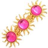 French Hot Pink Goldtone Sun Barrette