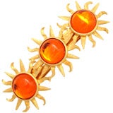 Vintage Orange Sun Goldtone Barrette
