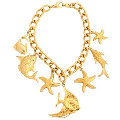 Retro "Gold" Fruits of the Sea Necklace, Costume Jewelry