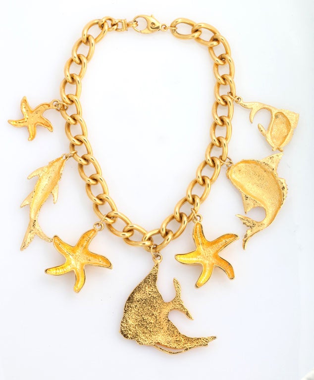 "Gold" Fruits of the Sea Necklace, Costume Jewelry For Sale at 1stDibs