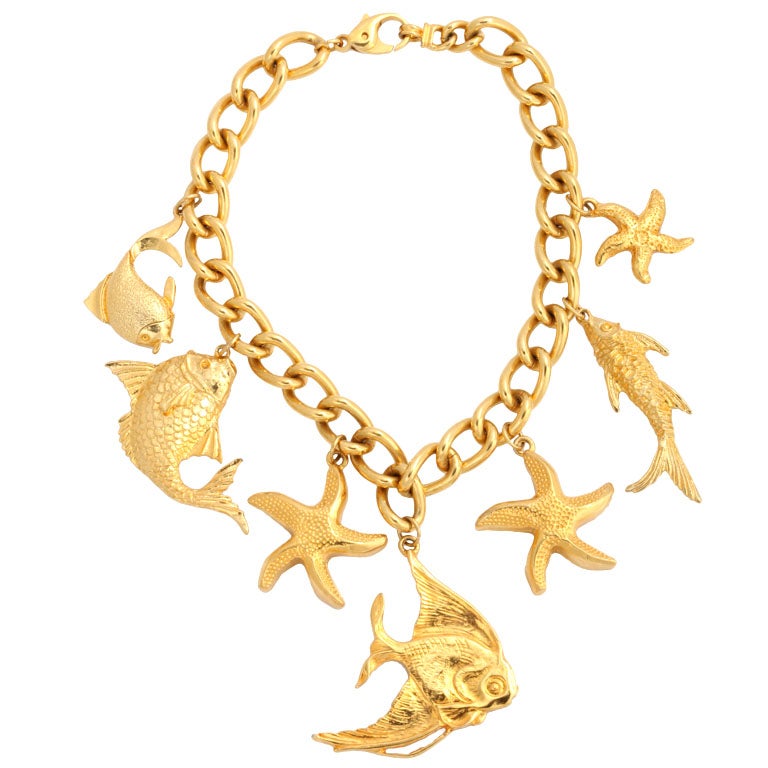 "Gold" Fruits of the Sea Necklace, Costume Jewelry For Sale at 1stDibs