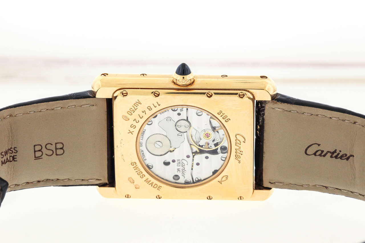 Men's Cartier Rose Gold Power Reserve Date Wristwatch Ref 3185