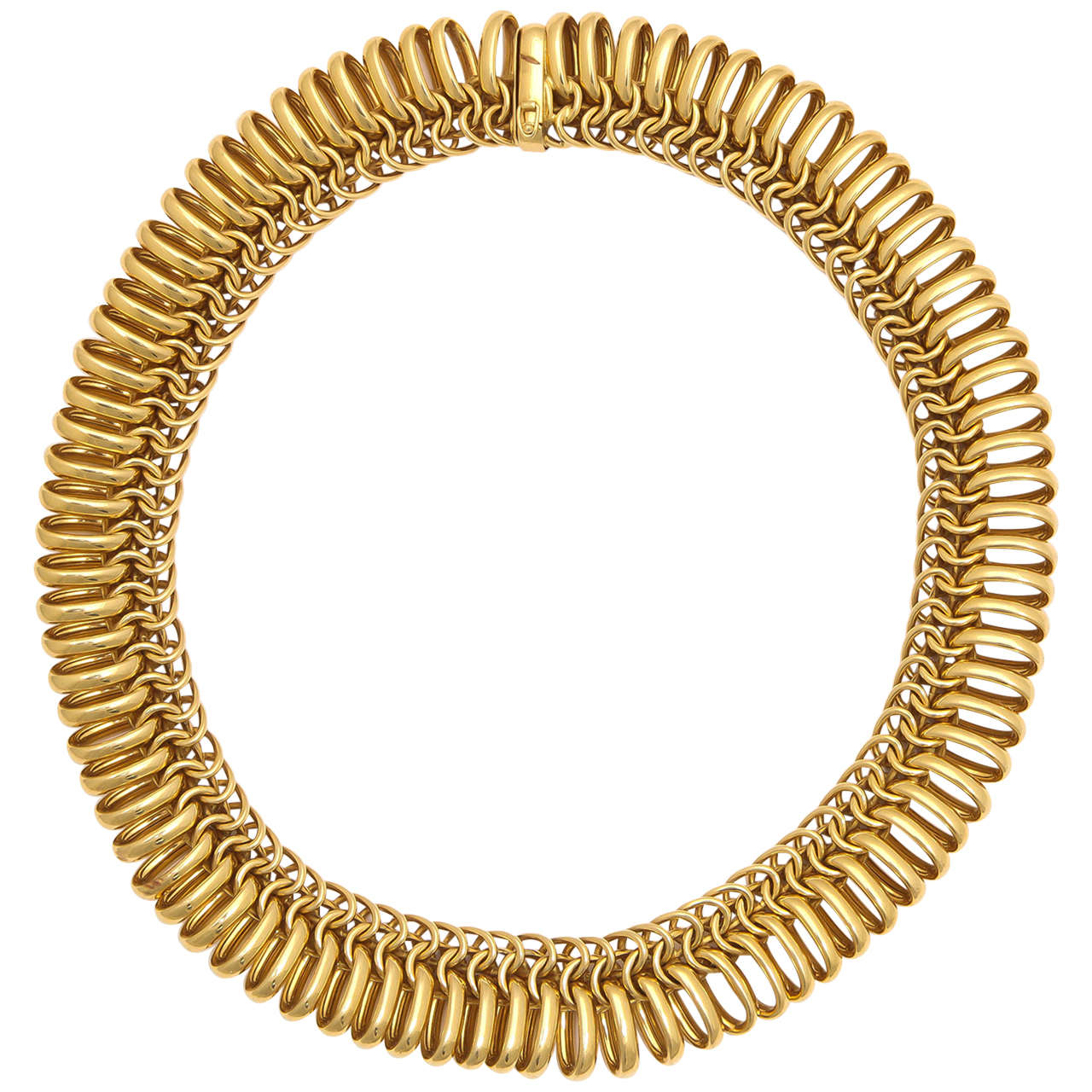 1980s  Abel & Zimmerman Gold Two Textured Open Spiral Slinky  Necklace