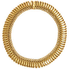 1980s  Abel 
Zimmerman Gold Two Textured Open Spiral Slinky  Necklace