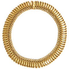 1980s  Abel & Zimmerman Gold Two Textured Open Spiral Slinky  Necklace