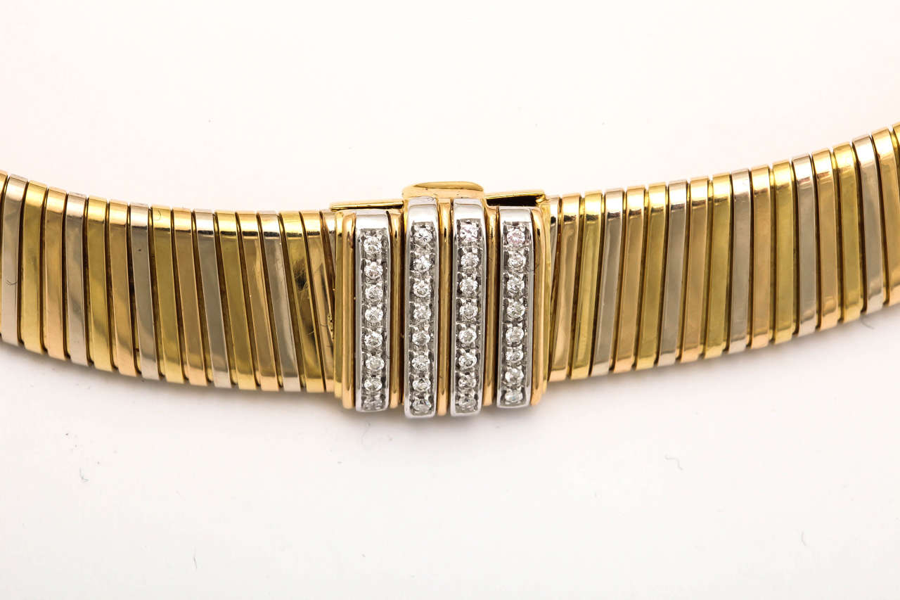 1980s Danilo Diamond Gold Snake Necklace For Sale 1