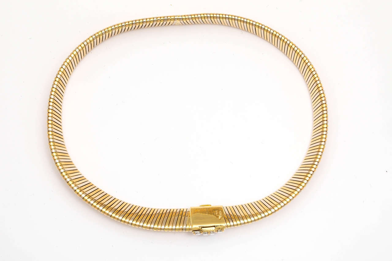 1980s Danilo Diamond Gold Snake Necklace For Sale 2