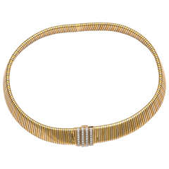 1980s Danilo Diamond Gold Snake Necklace