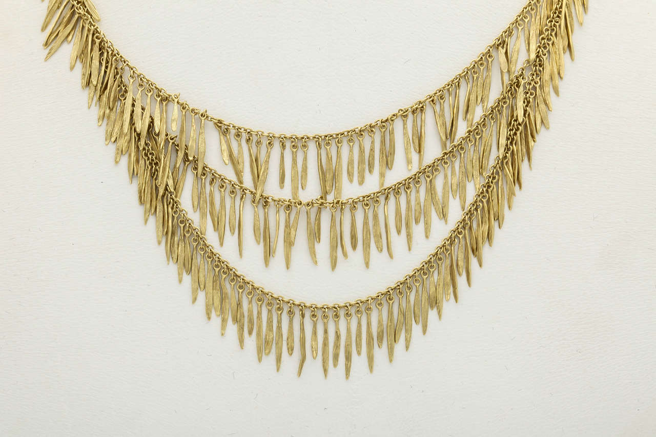 1990s H. Stern Gold Tassel And Fringe Flexible Tribal Necklace In New Condition In New York, NY