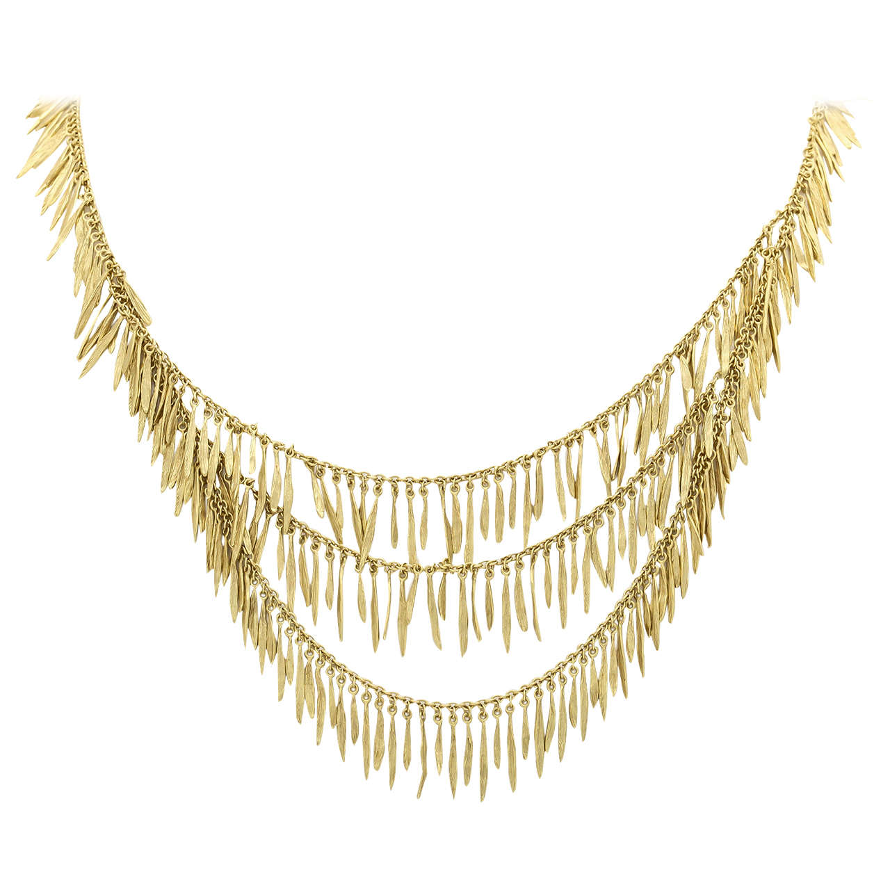 1990s H. Stern Gold Tassel And Fringe Flexible Tribal Necklace