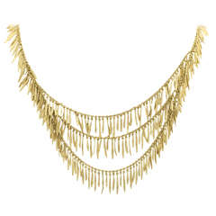 1990s H. Stern Gold Tassel And Fringe Flexible Tribal Necklace