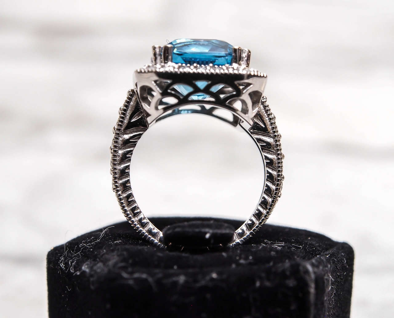 swiss blue topaz and diamond ring