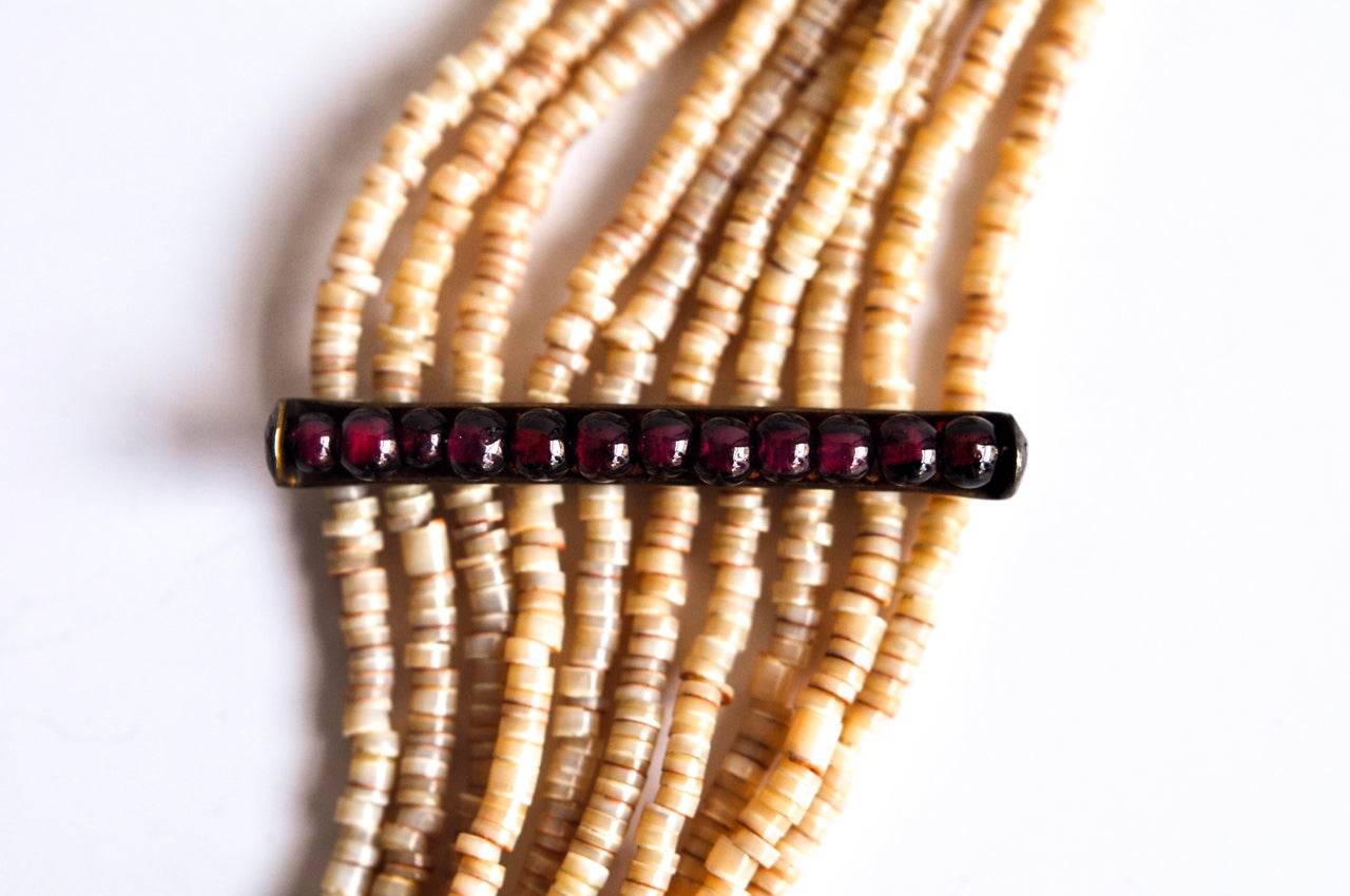 Vintage Beaded Necklace with Garnets 1