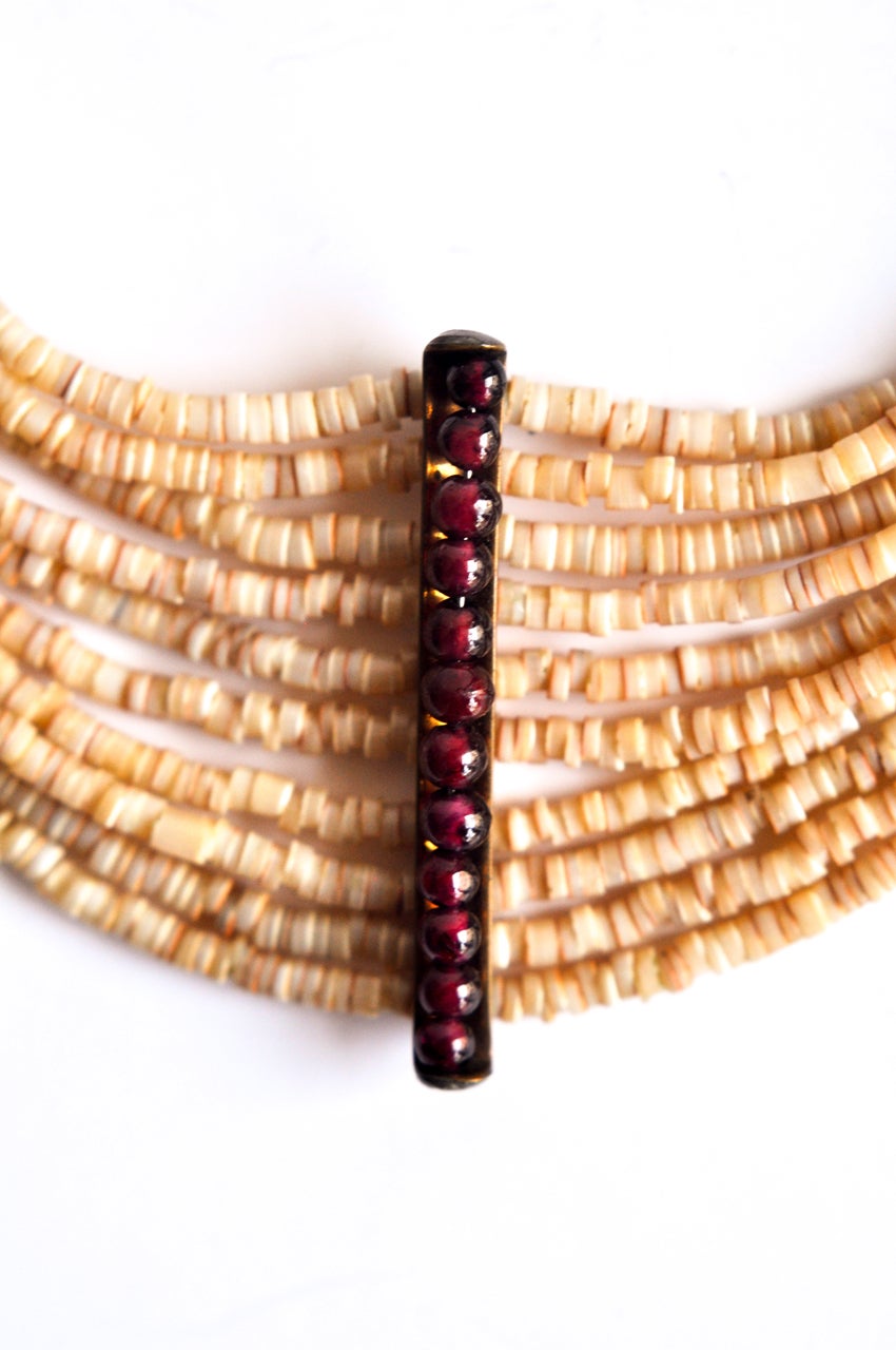 Vintage Beaded Necklace with Garnets 2