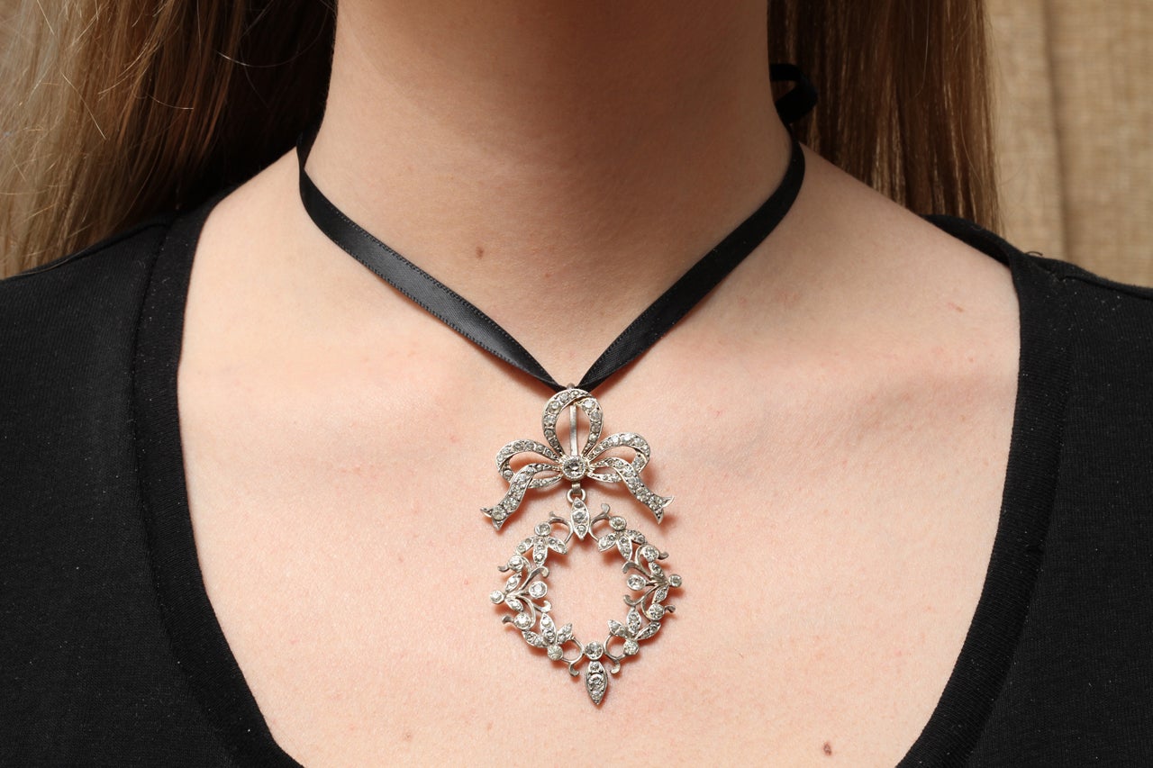 French Art Nouveau Sterling Silver and Paste Pendant For Sale at ...
